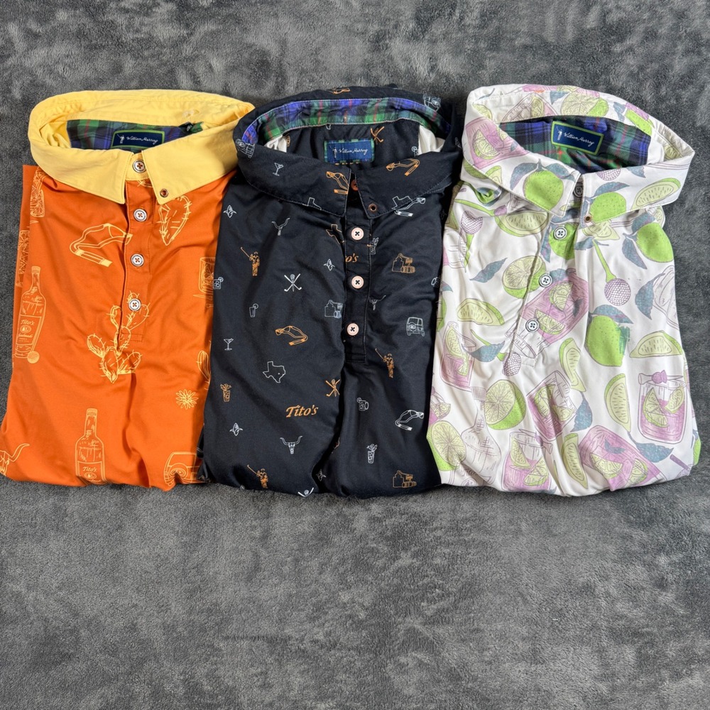 Golf Polos Lot of 3 Mens XXL William Murray Titos Performance Short Sleeve Shirt